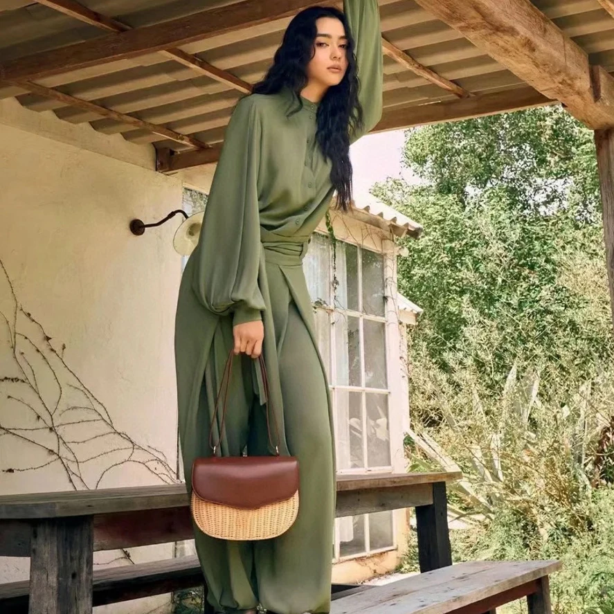 Женская однотонная однобортная шелковая рубашка NIGO на весну лето осень