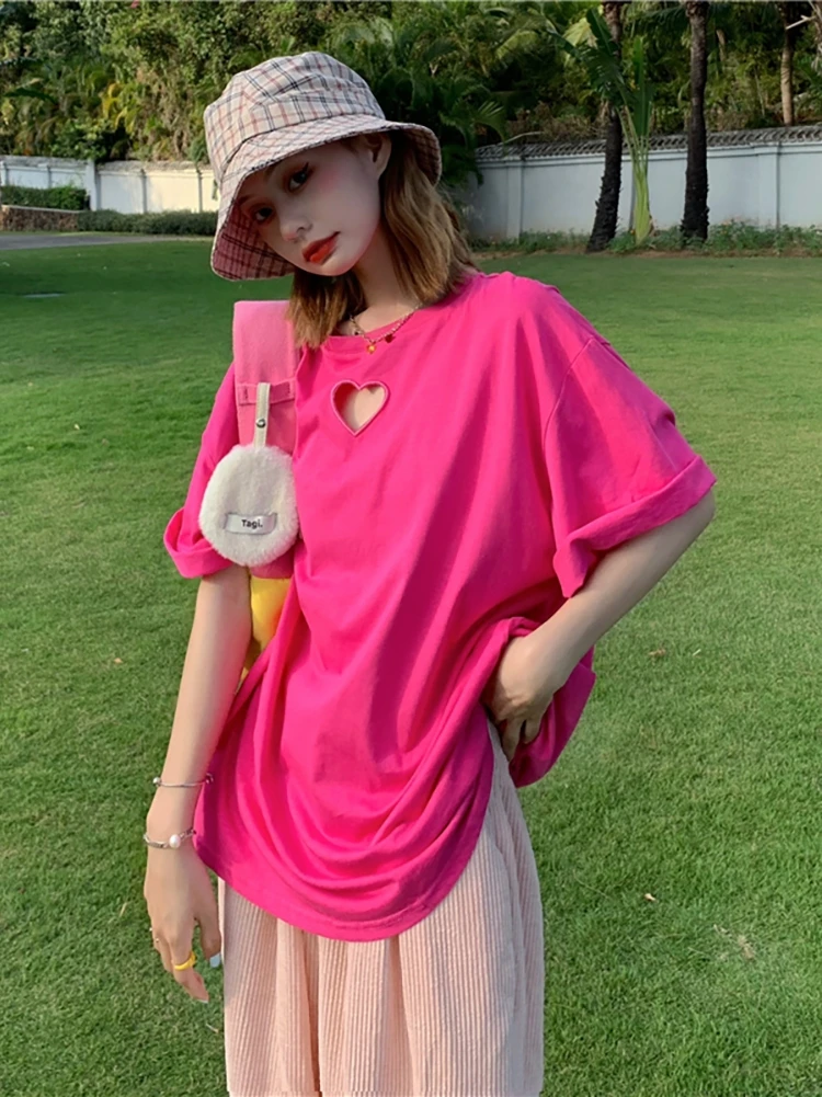

Cotton Large Size Women's T-shirt Loose In Summer Solid Top Leisure Short Sleeve New 2022 Tees Fashion O-Neck Female Clothes