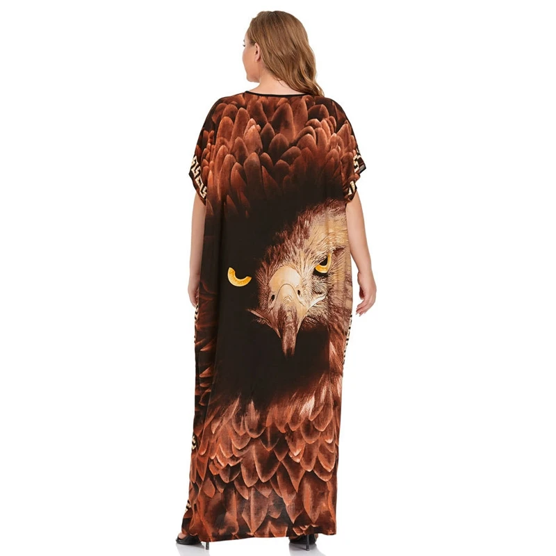 Кафтан с трехмерным 3D принтом тигра арабское стильное роскошное платье макси