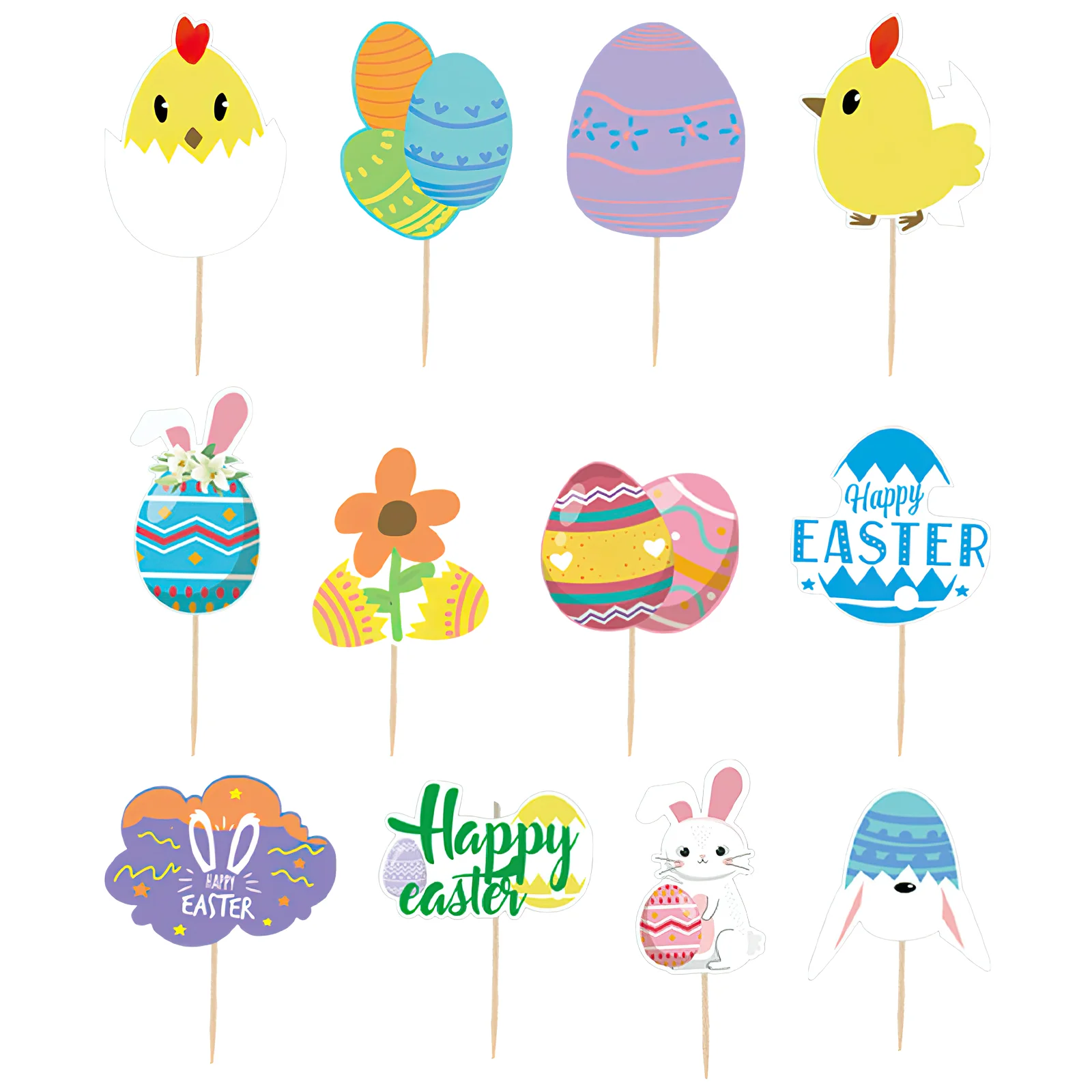 

Cake Cupcake Toppers Picks Easter Insert Bunny Decors Adorable Rabbit Shaped Dessert Cartoon Ornaments