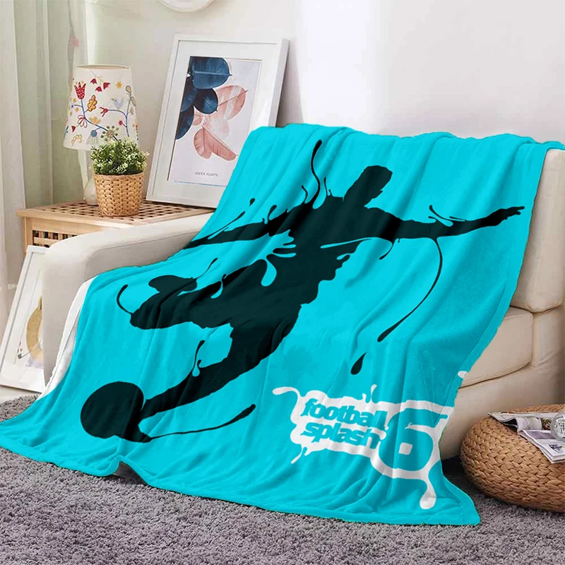 

3d Soccer Football Printing Warm Soft Plush Sofa Bed Throwing Picnic Blanket Modern Flange Plush Blanket Cover Sports Silhouette