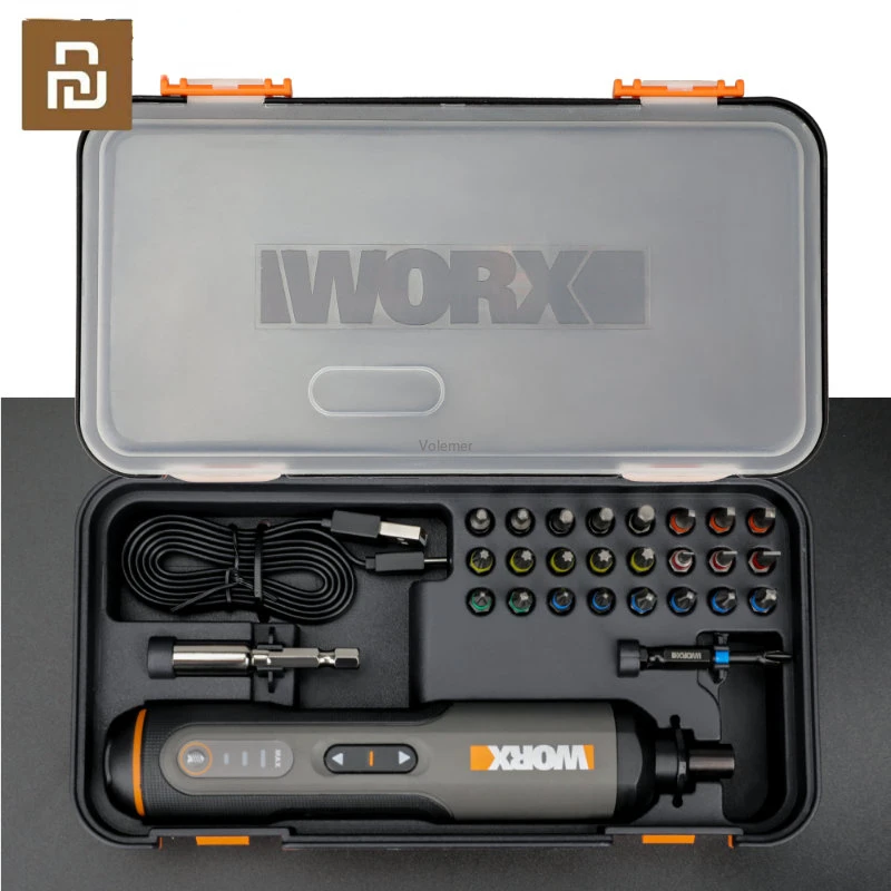 Youpin Worx-minidestornillador eléctrico de 4V, WX240, destornillador eléctrico inalámbrico, mango recargable por USB, juego de taladro de 26 bits, nuevo