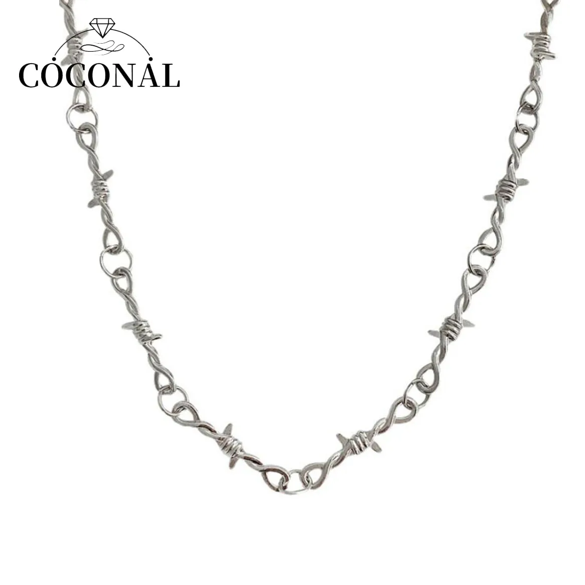 

Coconal Punk Womens Gothic Style Wire Brambles Iron Unisex Choker Necklace Hip Hop Korean Barbed Little Thorns Chain Party Gifts