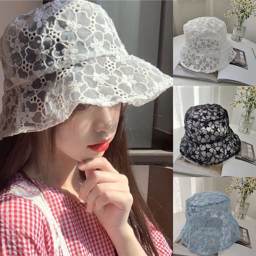 

Floppy Ladies Hollow Outdoor Bucket Hat Flower Sun Hat Fisherman Hats
