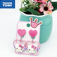 takara tomy childrens cartoon hello kitty love earless ear clip girl student sweet princess light and cute earrings