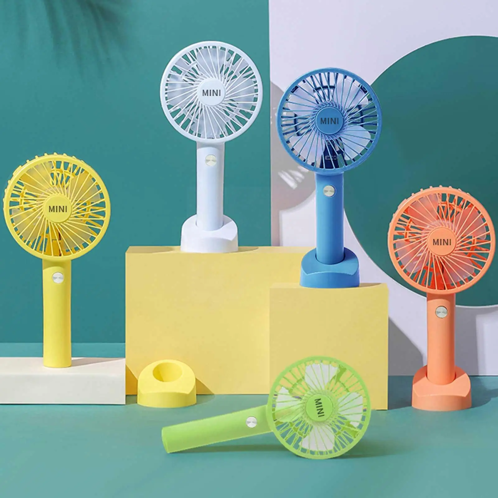 

Portable USB Rechargeable Fan Mini Handheld Air Cooling Fan Desktop Ventilation Fan With Base 3 Modes For Travel Outdoor Co B4J1