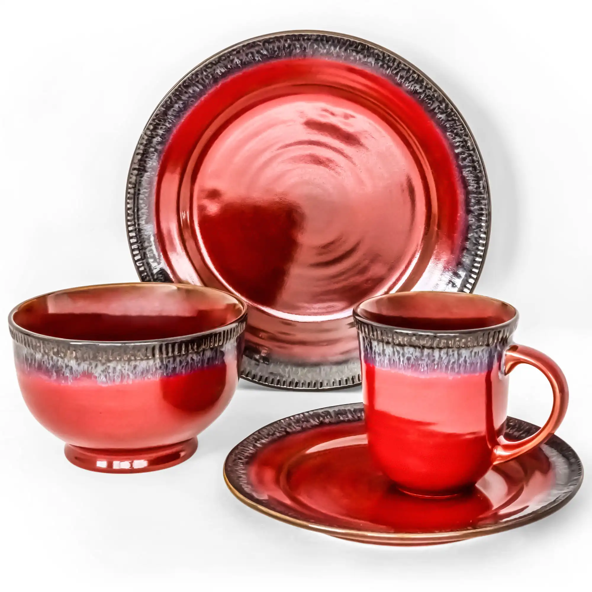 ,Better Homes & Gardens Painted Canyon 16 Pieces Dinnerware Set, Red