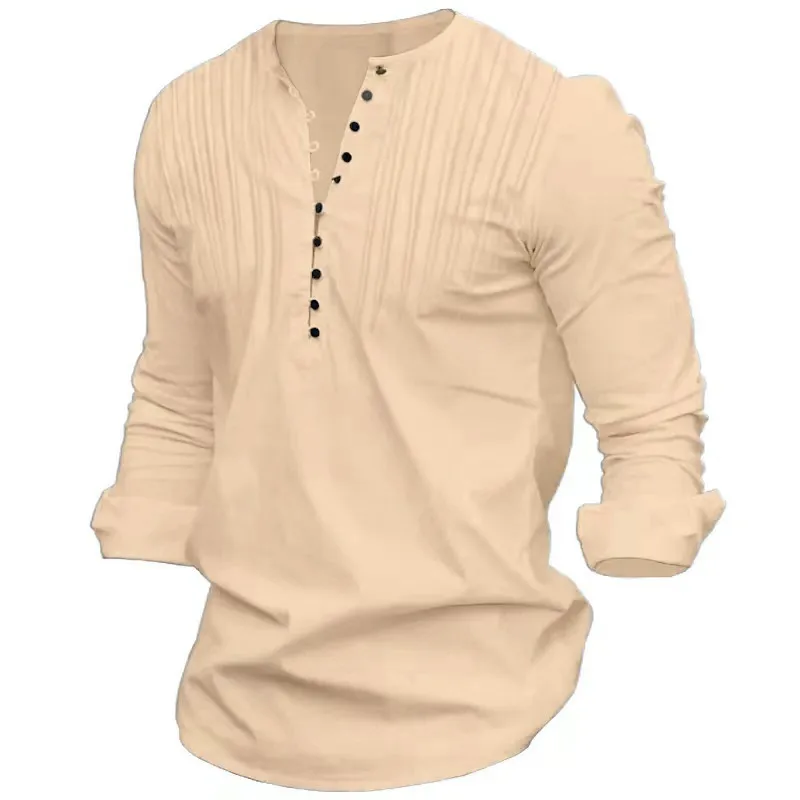 New Men's Casual Crease Cotton Linen Shirt Loose Tops Long Sleeve Tee Shirt Spring Autumn Casual Handsome Men Shirts 3XL