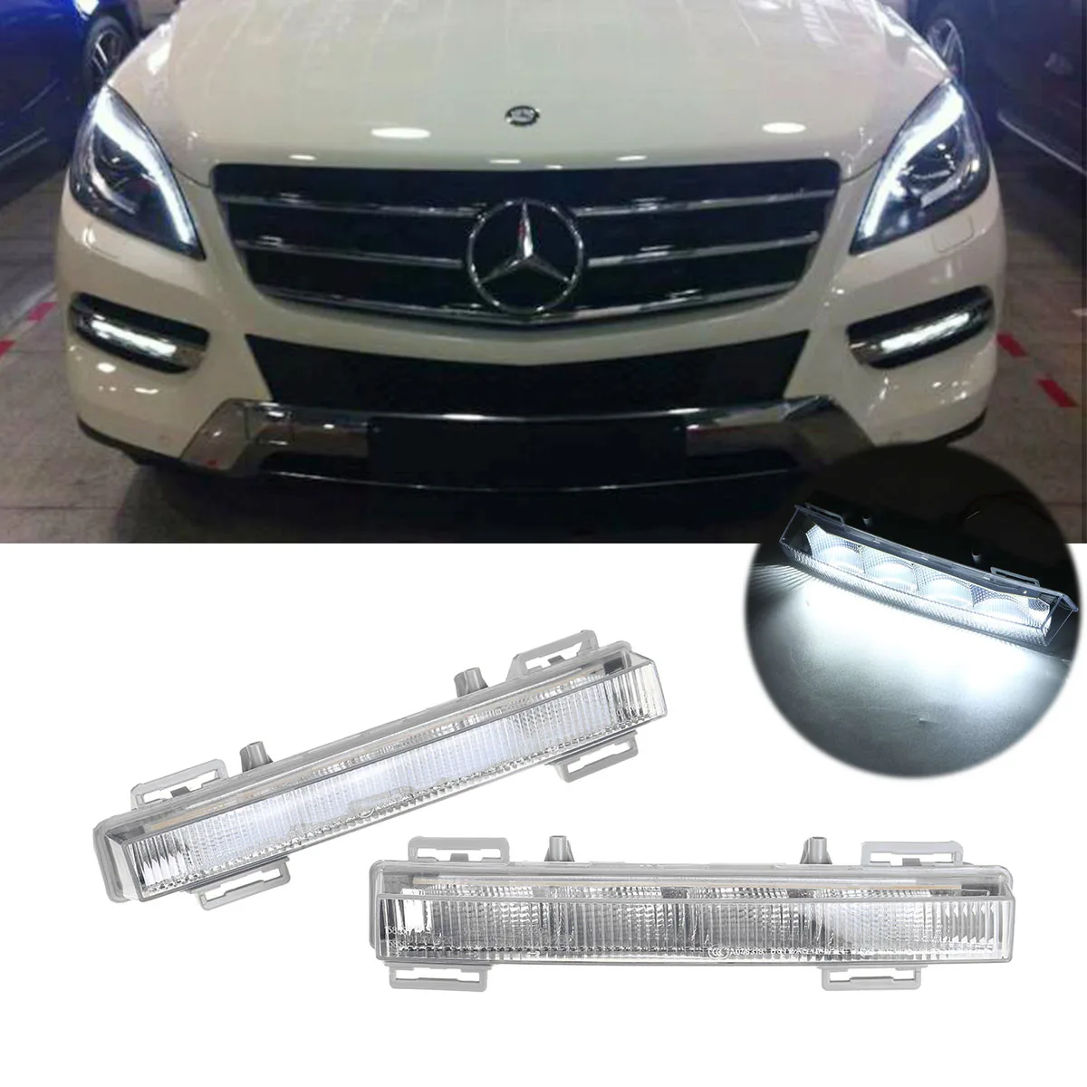 2 шт. дневные ходовые огни DRL противотуманные фары для Mercedes Benz W166 ML350 ML400 X204 GLK350