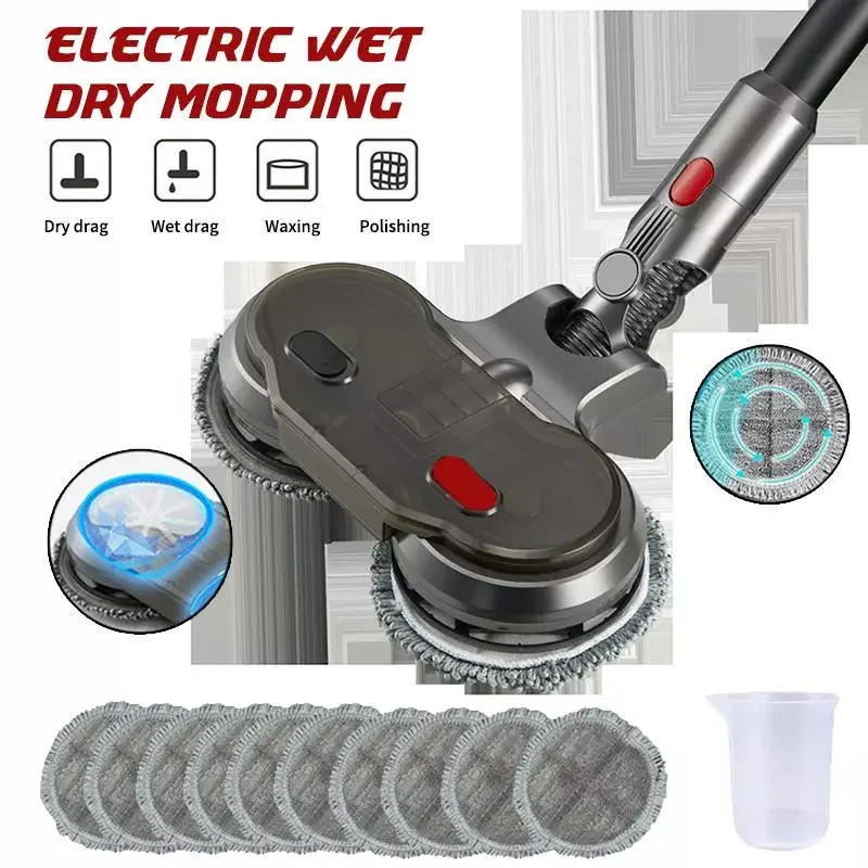 

HOT Electric Wet Dry Mopping Head for Dyson V7 V8 V10 V11 Replaceable Parts with 10PCS Mop Pads + Water Tank Mop Head Water Cup