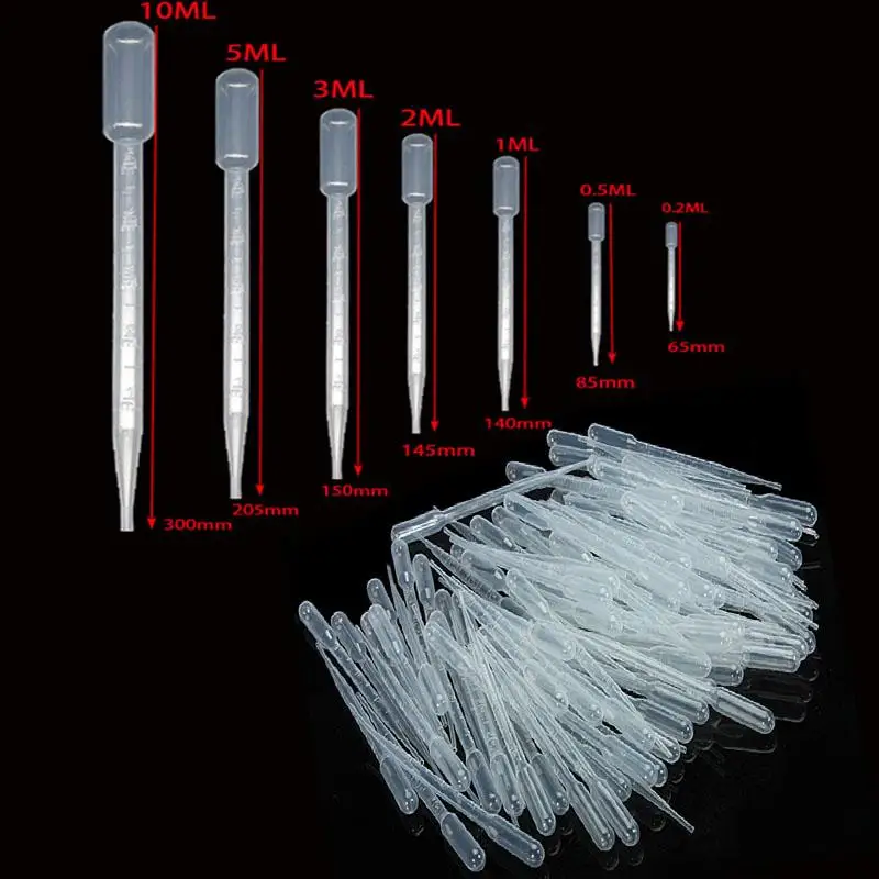 

10-100PCS 0.2 / 0.5 / 1/2/3/5 / 10ML Laboratory Pipette Plastic Disposable Graduated Container Liquid Dropper Equipment Straw