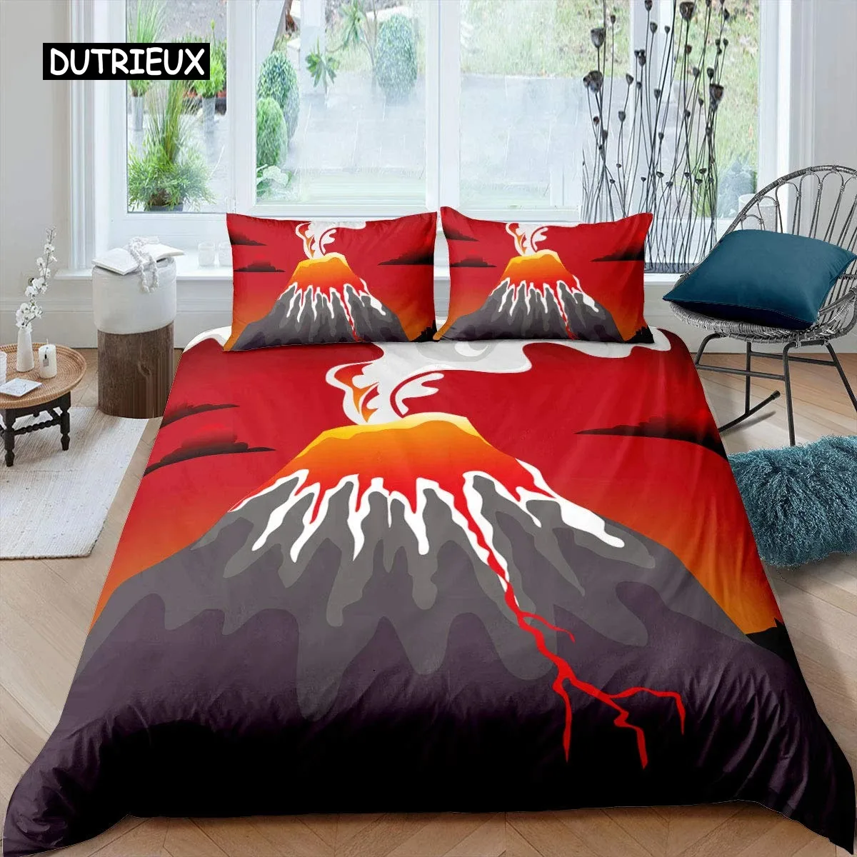 Пододеяльник Volcano King Queen комплект постельного белья Eruption Hot Lava для детей