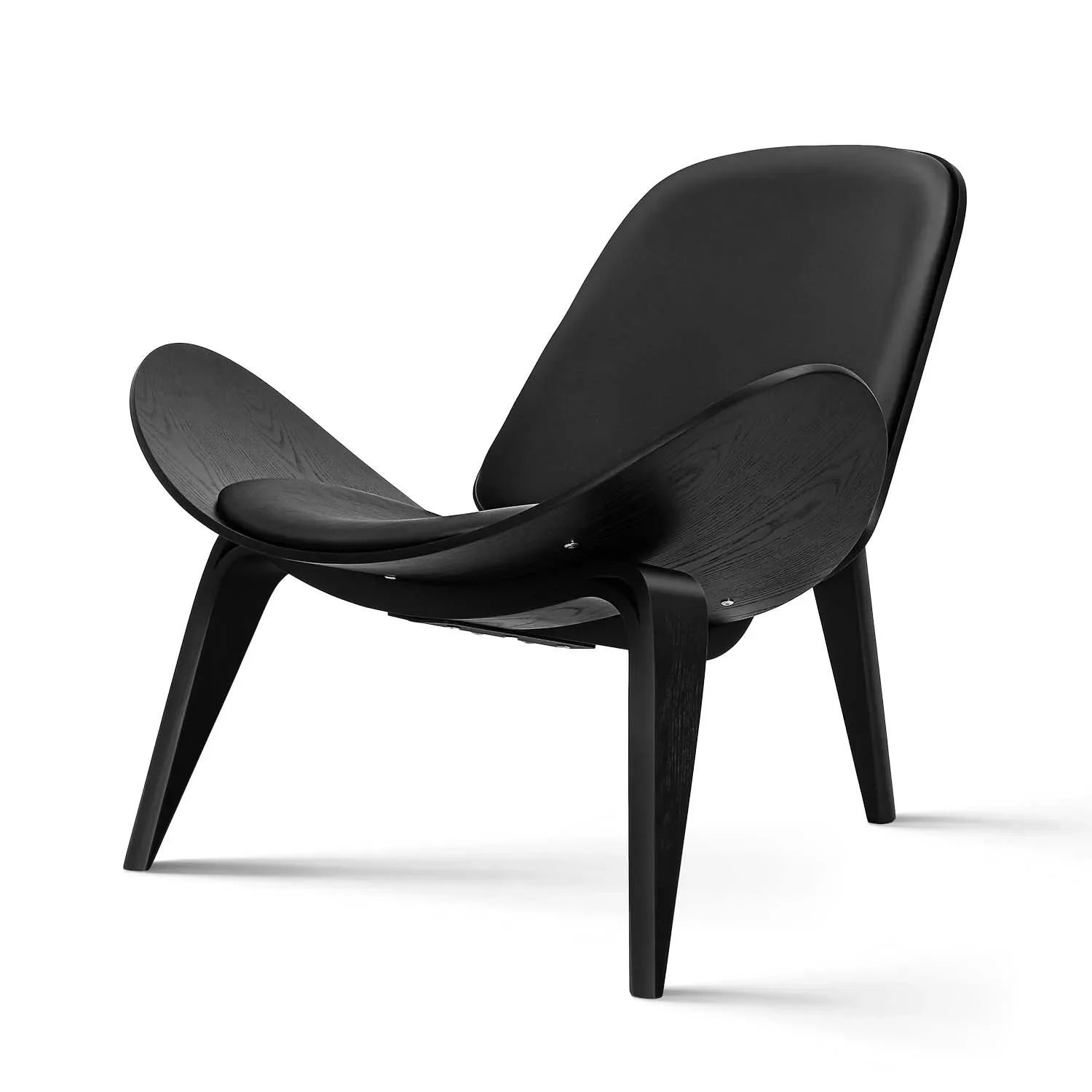 

NEW2023 Replica Lounge Chair Black Leather Ashwood Shell Chair Genuine Single Sofa Chaise for Living Room