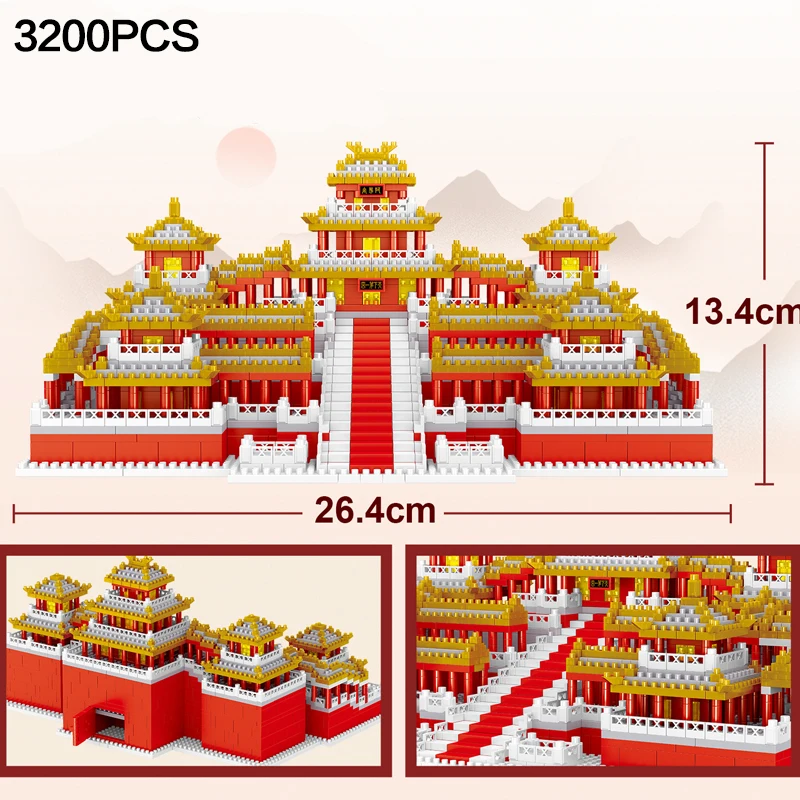 

Ancient Afang Palace Chinese Architecture Yellow Crane Tower Miniature Building Block House Tower DIY Diamond Brick Toy Gift
