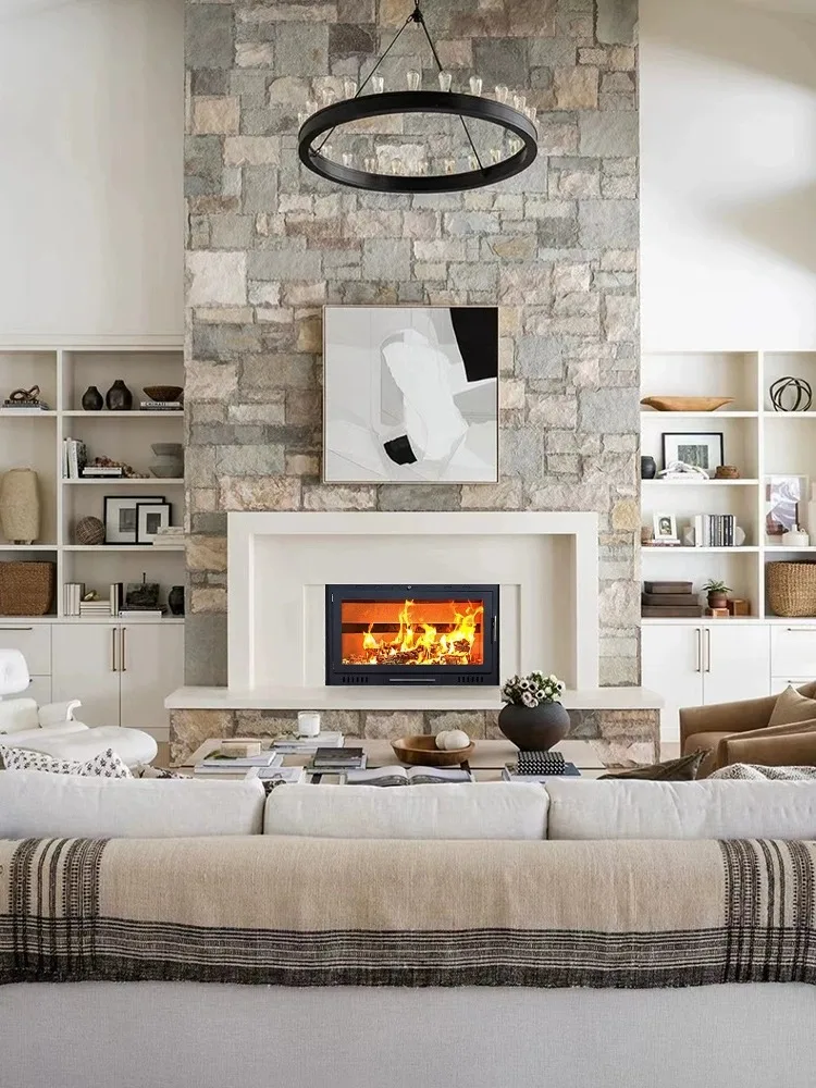 Камин реальный огонь дровяная печь домашняя с подогревом самосборный дом