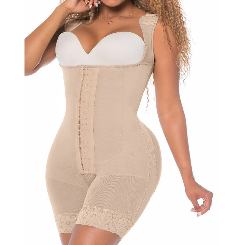 .High Compression Full Body Shapewear With Hook And Eye Front Closure Shaper Adjustable Bra Slimming Bodysuit Fajas Colombianas