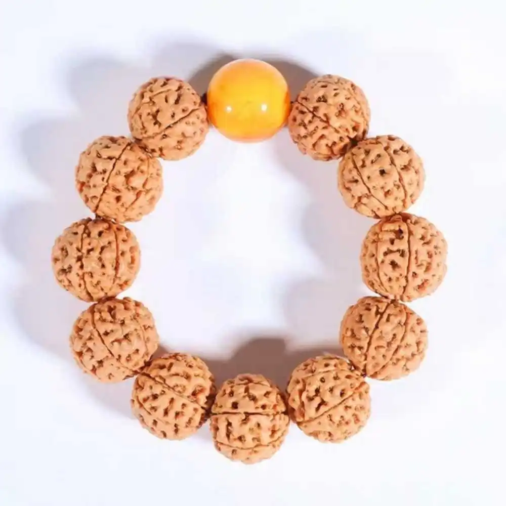 

20MM Rudraksha Mala Amber Buddhism Cuff Lucky Bracelet Yoga Easter Classic Emotional Spirituality Elegant Chakra Seven Chakras