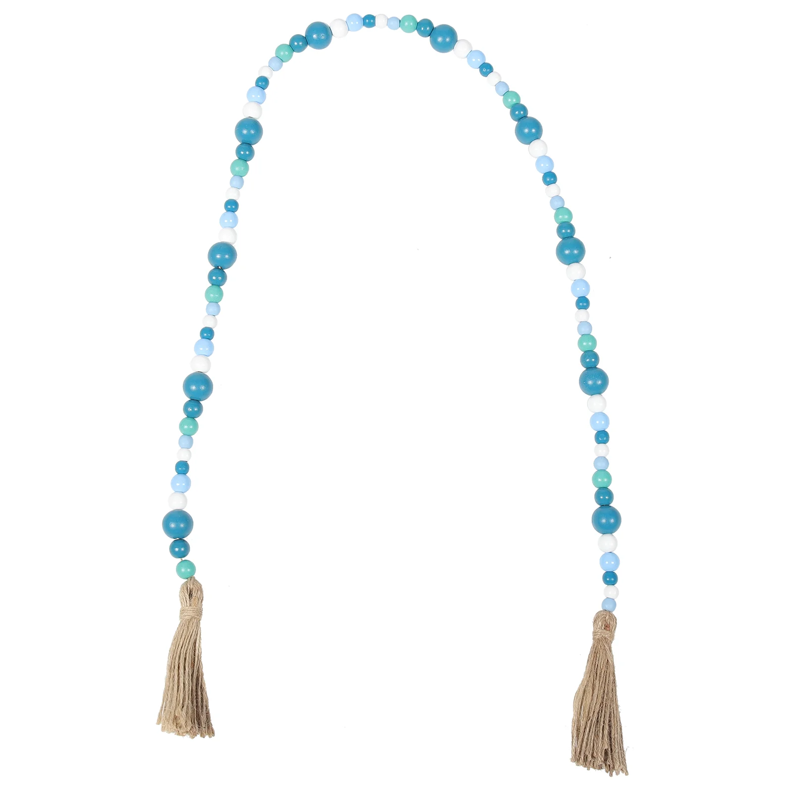 

Wooden Beads Rope Beading Wall Hanging Decor Boho Curtains Rosary Child Blue Home