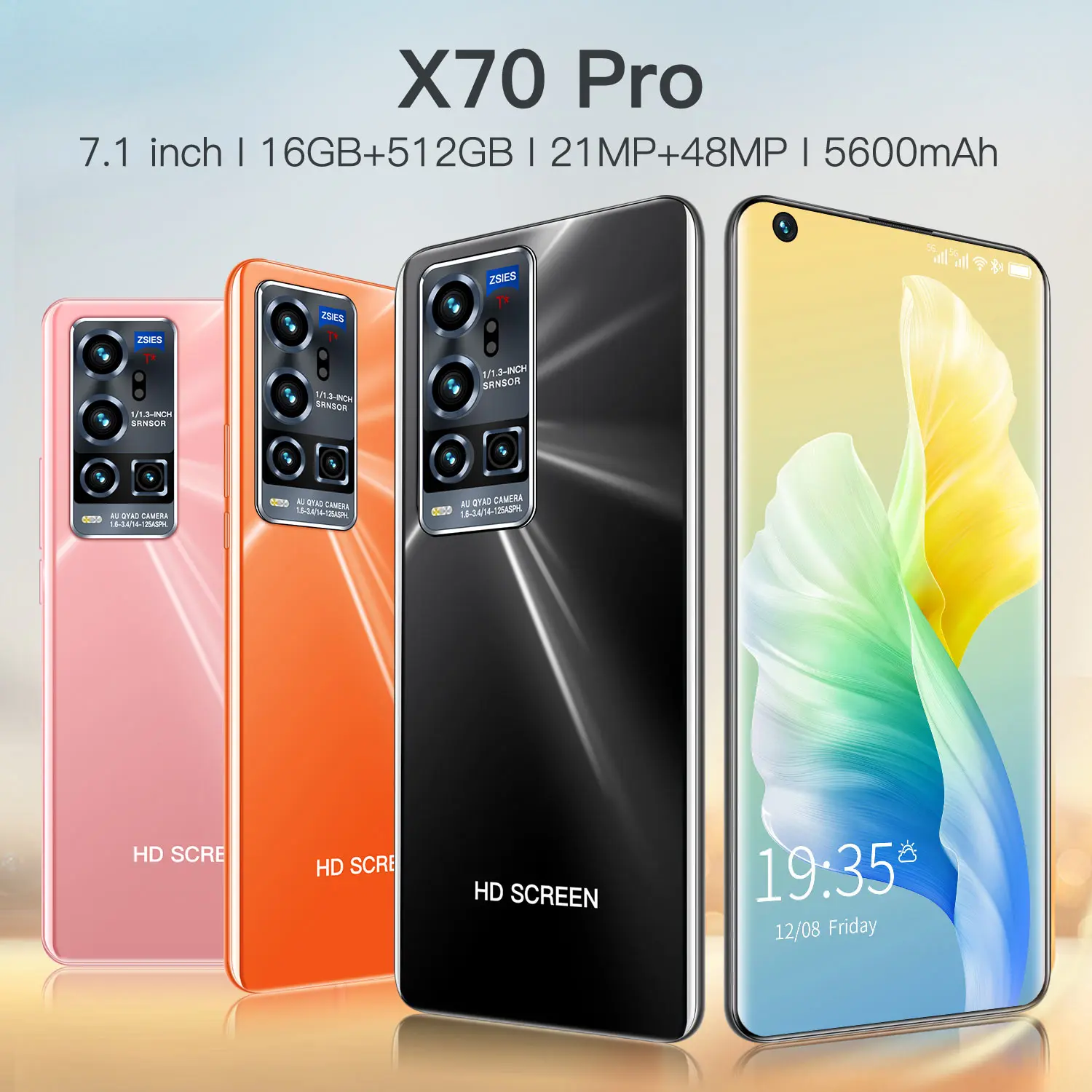 2022 7 1inch x70 pro smartphone 5g 16gb512gb 5600mah telefon 48mp camera unlocked android 10 0 mtk 6799 deca core mobile phones free global shipping
