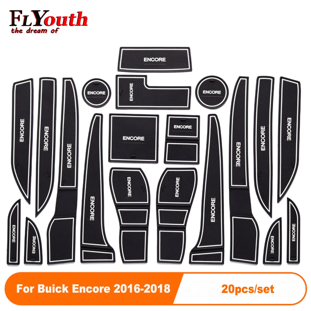 

20Pcs/Set Car Door Groove Mat For Buick Encore 2016-2018 Auto Anti-Slip Cup Mat Non Slip Door Gate Pad Car Accessories