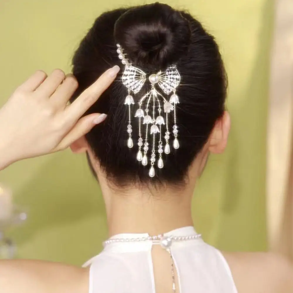 

Korean Style Hair Clip Women Ponytail Buckle Tassel Rhinestone Pearl Bow Ponytail Holder Hair Claw