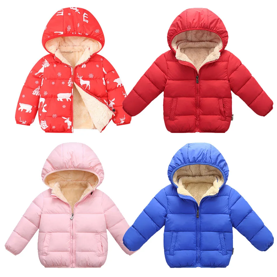 

Kids Coat Toddler Zipper Waterproof Tops Boys Girls Outdoor Fleece Outerwear Baby Winter Costume Thickened Fur Clothes 2-6 Years