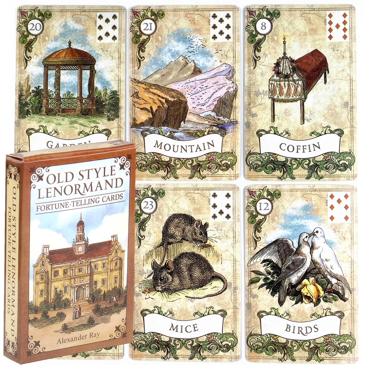 

Old Style Lenormand Mass Market Tarot Fortune-Telling Cards By Alexander Ray Oracle Deck Game With Pdf Guidebook High Quality