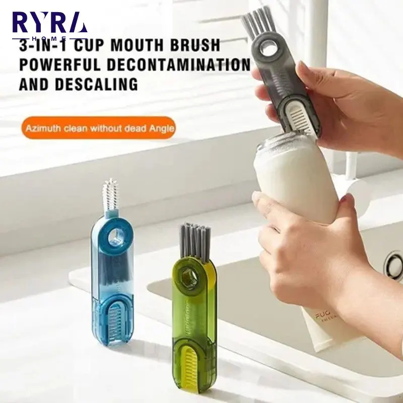 

3 In 1 Tiny Bottle Cup Lid Detail Brush Water Bottles Clean Tool Straw Cleaner Tools Multi-functional Crevice Cleaning Brush Hot