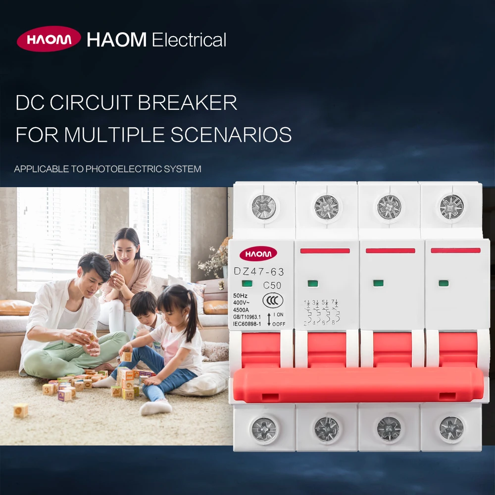 Мини автоматический выключатель HAOM DZ47 4P 3A/6A/10A/16A/20A/32A/40A/50A/63A 400V типа C MCB 35 мм монтаж
