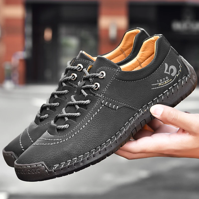 

Men Handmade Casual Shoes Brand Fashion Retro Loafers Comfy Soft Sneakers Plus Size 38-48 Driving Shoes Zapatos Casuales Hombres