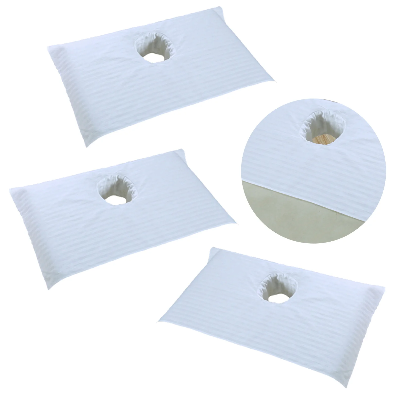 Cotton Spa Massage Table Cover 80*50cm Professional Beauty Slaon Bed Face Pads WIth Breath Hole Towel Cloth White 3PCS |