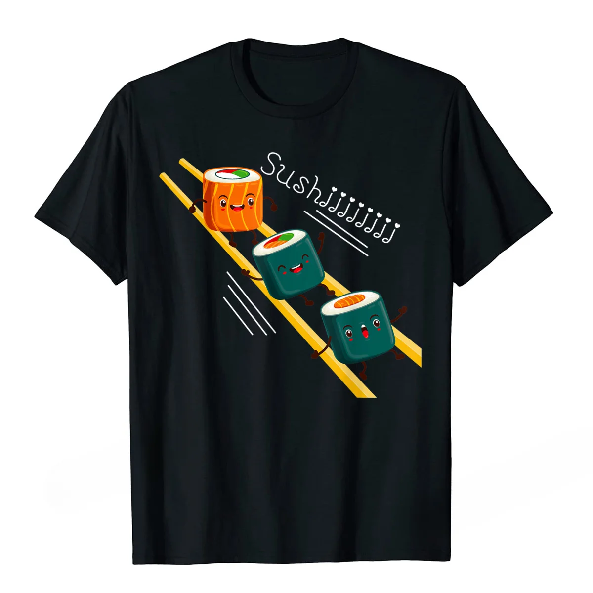 Смешная Веселая Милая футболка с суши и персонажем аниме Kawaii Japaneses еды футболки