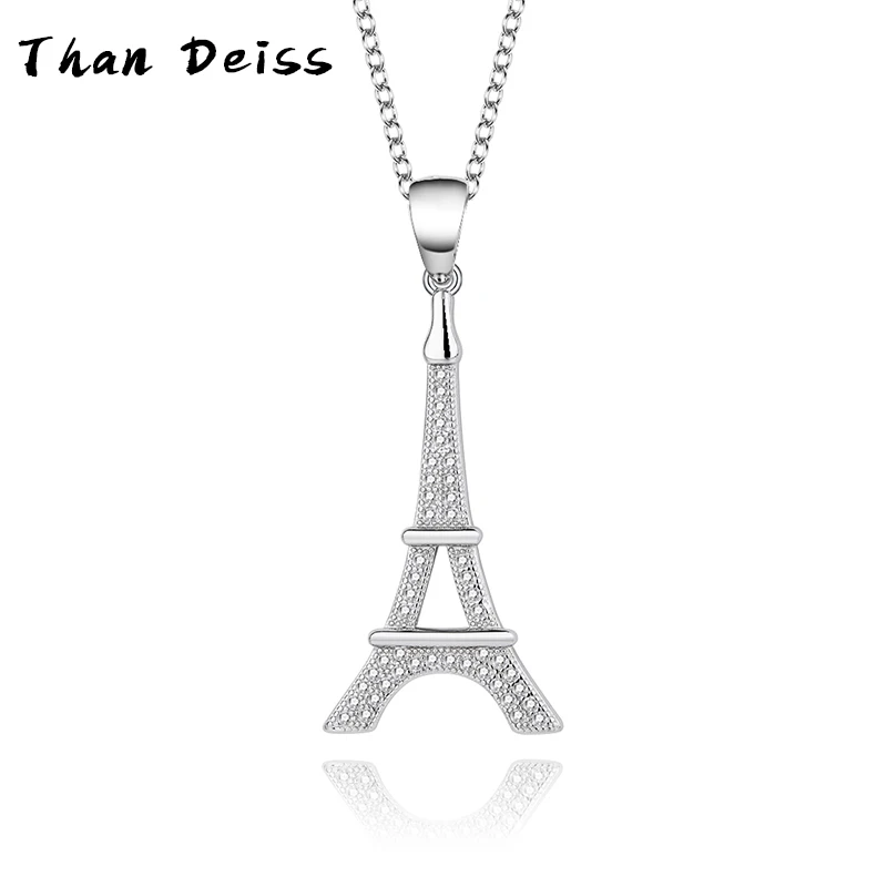 Женская цепочка из серебра 925 пробы с изображением Эйфелевой башни в Париже -