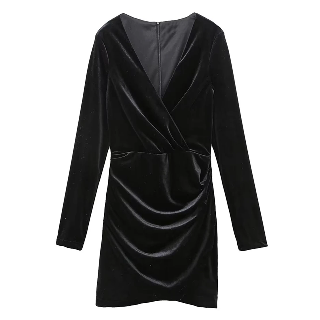 

Dave&Di Sexy V-neck Velvet Party Dress Women Spring New Fashion Dress