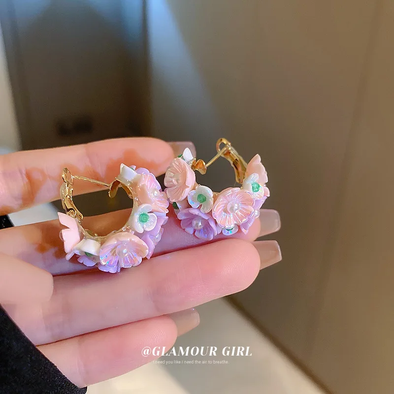 

Silver Needle Girl Sweet Purple Flower Earrings Korean Temperament Fashionable Net Red New Design Female