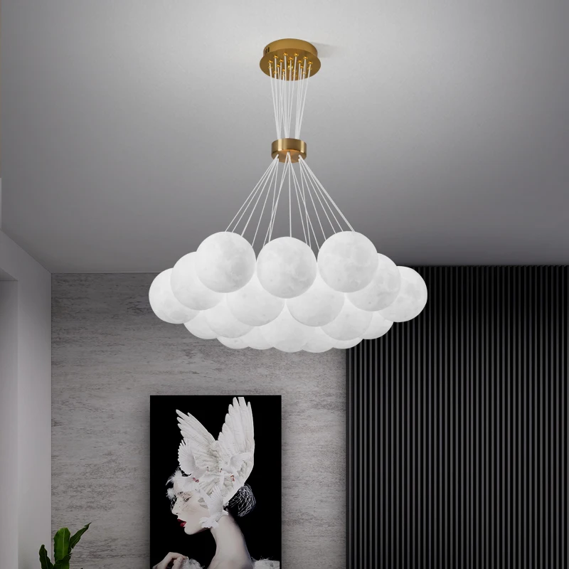 

Nordic Moon Lamp Cover Chandelier Light 3D Printed LED Hanging Pendant Fixtures Living Dining kids' Room Bedroom Decoration