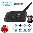 Bluetooth-гарнитура Intercom V6 для мотоцикла, водонепроницаемое переговорное устройство для шлема, 1200 м, для 6 водителей