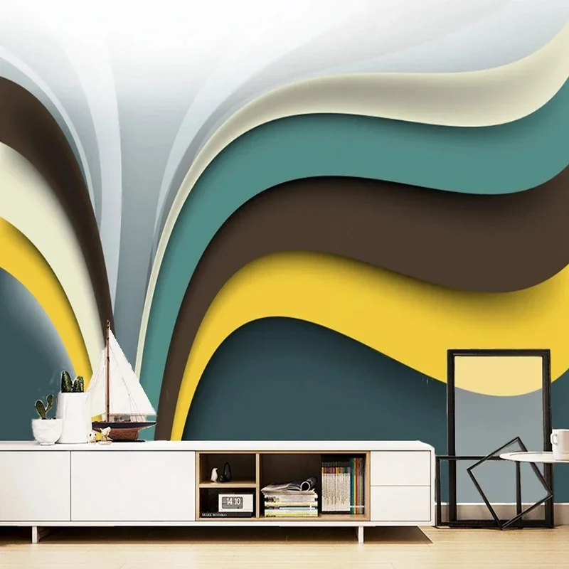 

Персонализированные современные обои для спальни, гостиной, декоративный фон, 3D стерео, геометрический цвет, контрастные абстрактные фреск...
