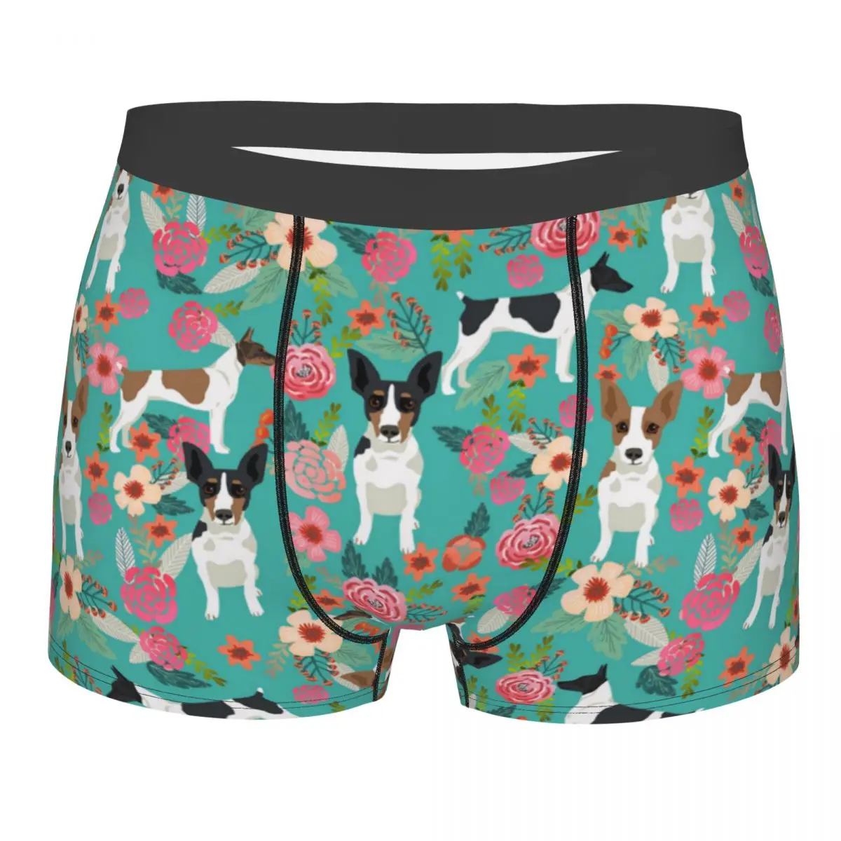 

Rat Terrier Dog Vintage Florals Men's Underwear Animal Boxer Shorts Panties Sexy Soft Underpants for Homme S-XXL