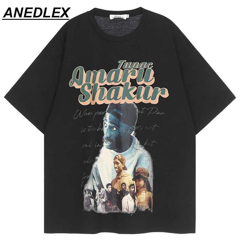 

Streetwear Harajuku T-Shirt Hip Hop Rapper Portrait Print T Shirt 2022 Men Cotton Casual Tshirt Summer Short Sleeve Tops Tees