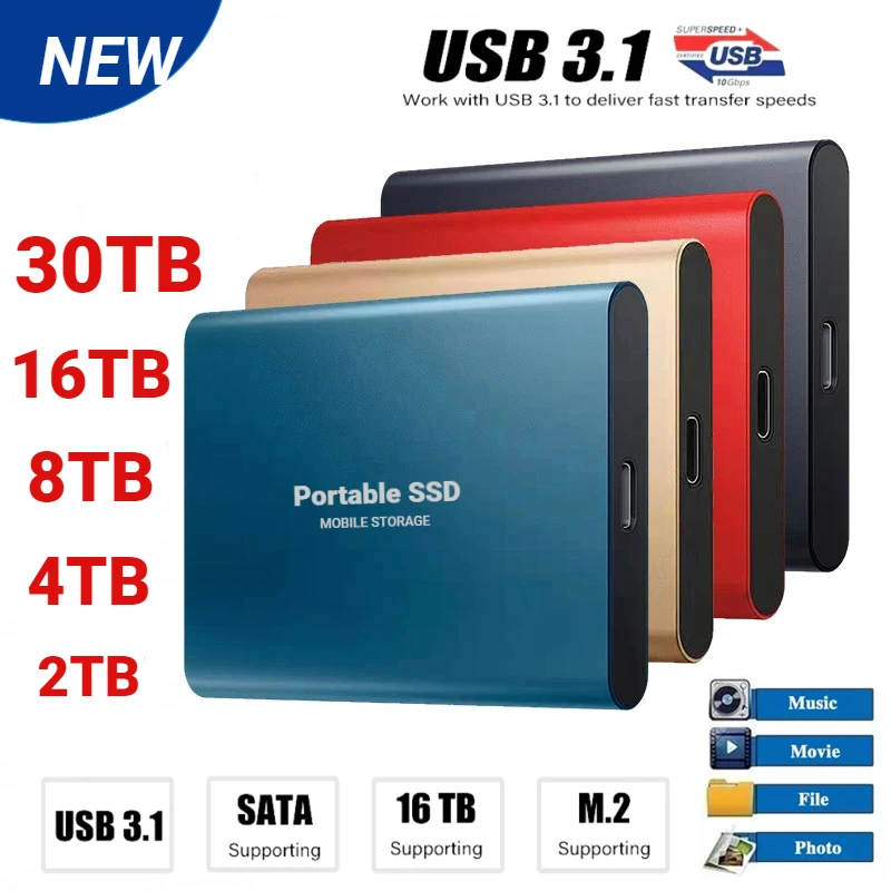 

Portable SSD 2TB External Solid State Drive 8TB High Speed USB3.1 Hard Drive M.2 Type-C Interface Storage Disk for PC Laptop Mac