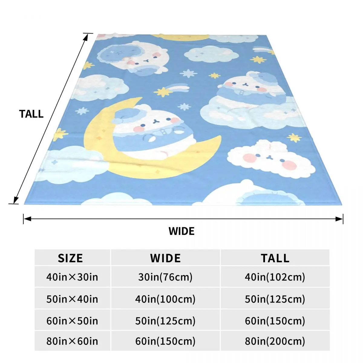 Одеяло Molangs теплое мягкое плюшевое одеяло с принтом для дивана-кровати