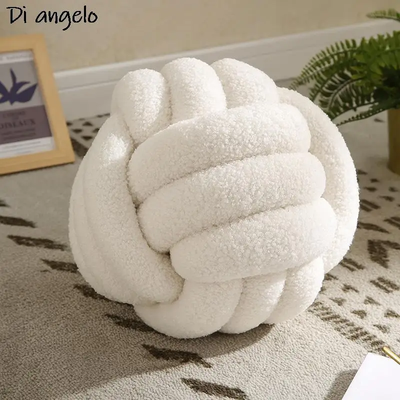 Плетеная вручную Подушка с узелком Бархатная подушка из ягненка декоративная