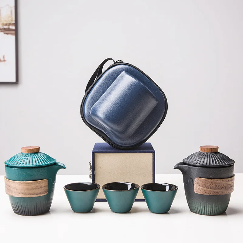 

Travel tea set set express cup one pot three cups outdoor portable gifts