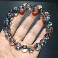 natural black rutilated quartz herkimer diamond bracelet 10 6mm gemstone clear round beads woman man jewelry aaaaaaa