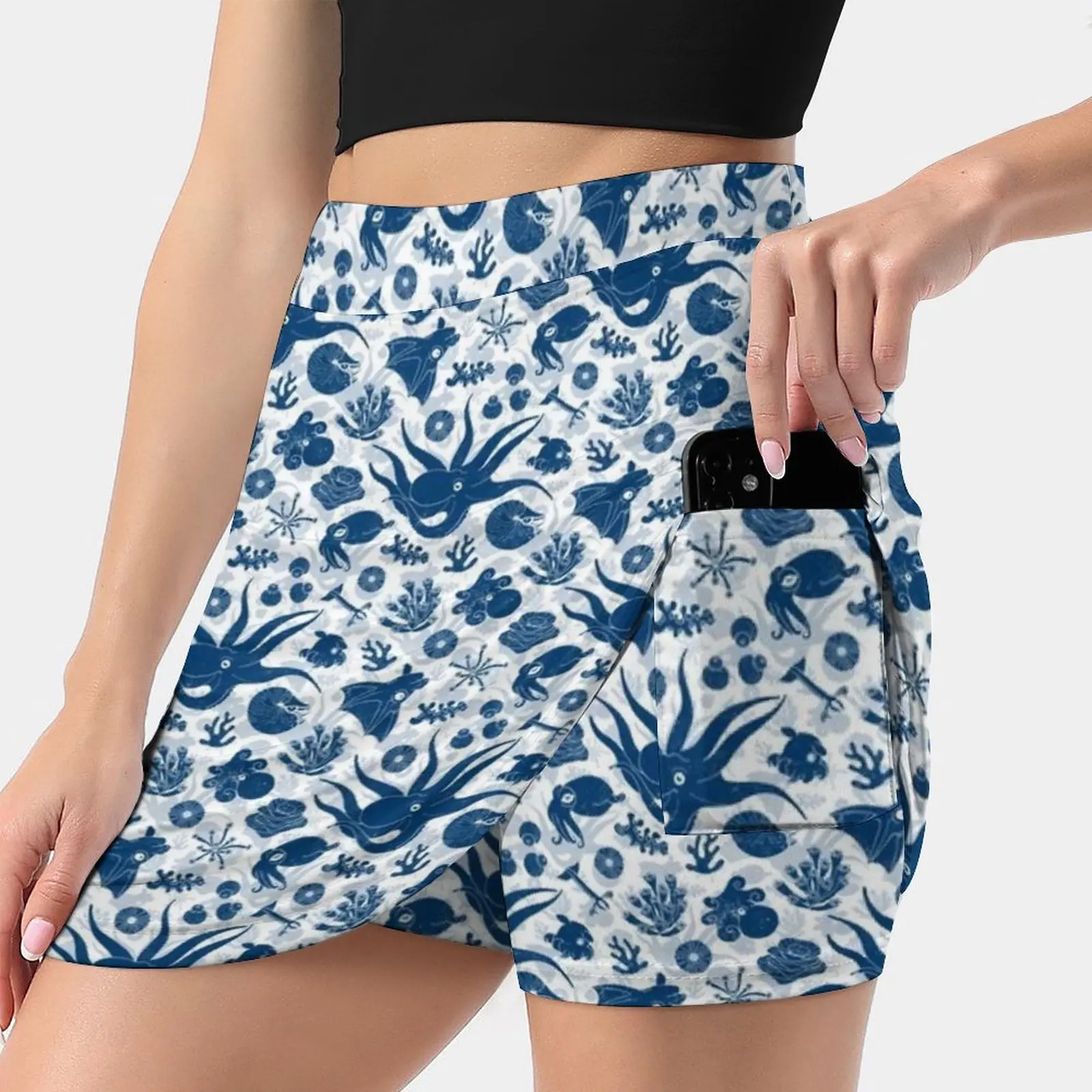 

Cephalopods : Grunge Women's skirt Aesthetic skirts New Fashion Short Skirts Pattern Cephalopods Octopus Animals Aquarium Blue