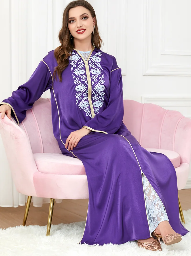 Eid Turkey Muslim Dress Hooded Abaya Women 2 Piece Set Morocco Party Dresses Embroidery Kaftan Vestidos Maxi Abayas Muslim Sets