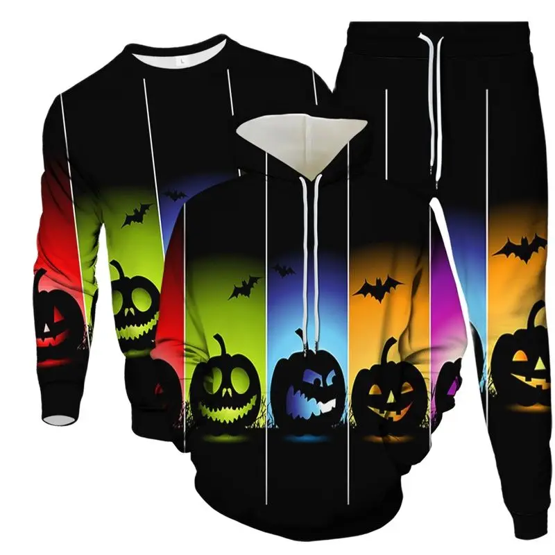 

2023 New Men's Tracksuit Sweatpants Hoodies Sweatshirt 3 Piece Set Spring Autumn Sports Suit Holloween Male Clothes Sweatsuit