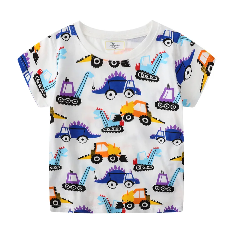 

New Arrival Cotton Summer Excavator Shovel T shirts for Boys Children's Clothes Short Sleeve Kids Tees Tops