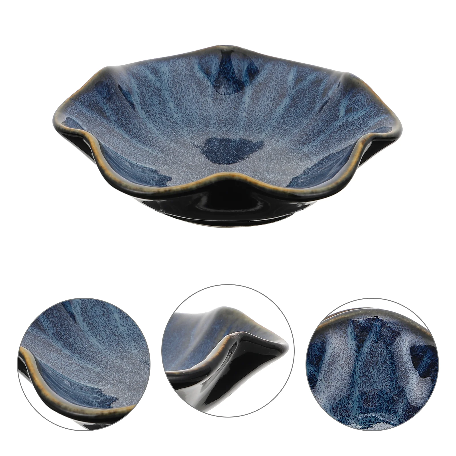 

3pcs Portable Ceramic Soy Sauce Dishes Saucer Ceramic Appetizer (Blue)
